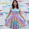 Adult "Smarty Paints" Rainbow Art Supplies Super Twirler Dress with Pockets